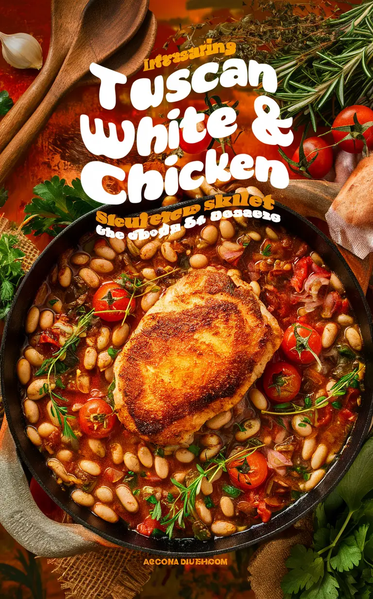 1. Tuscan White Bean Chicken Skillet 2. Italian-inspired dish 3. White beans chicken 4. Sun-dried tomatoes Parmesan 5. Cozy weeknight dinner