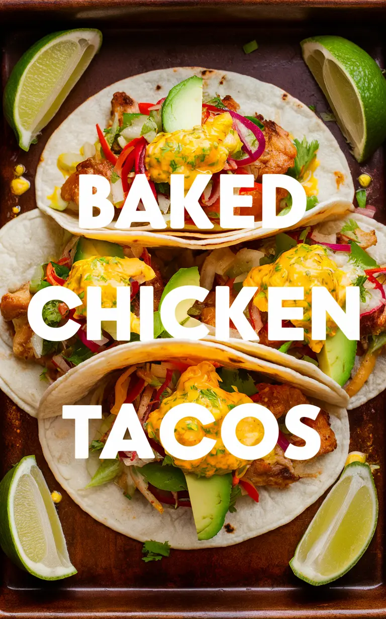 Baked chicken tacos, Mexican-American fusion, crispy chicken tacos, gooey cheese filling, flavorful baked dish