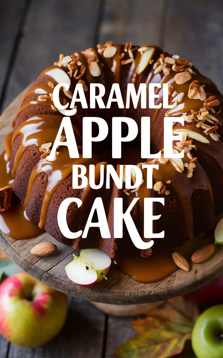 Caramel Apple bundt cake, decadent dessert, indulgent treat, sweet and tangy flavors, delightful fusion