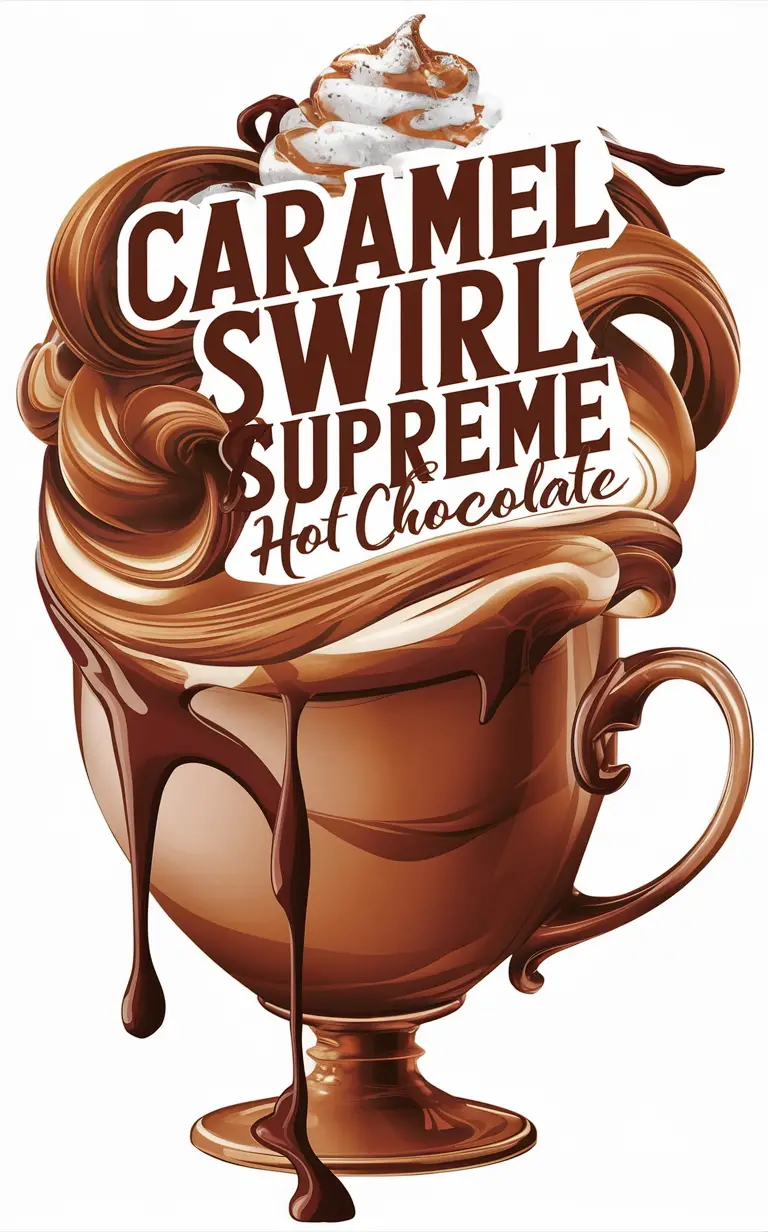 Caramel Hot Chocolate, Gourmet Hot Chocolate, Decadent Hot Cocoa, Premium Hot Drink, Rich Chocolate Beverage