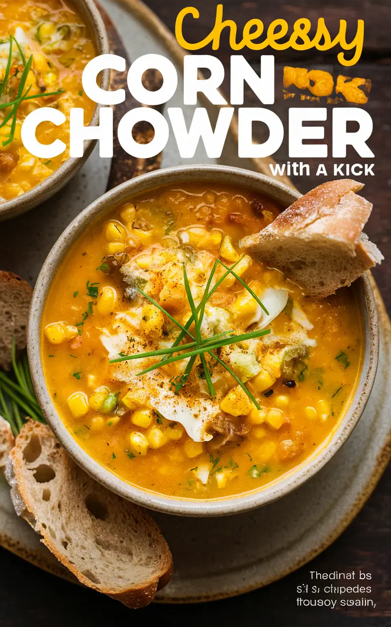 Cheesy Corn Chowder, Corn Chowder Recipe, Cheesy Soup, Spicy Corn Chowder, Homemade Chowder