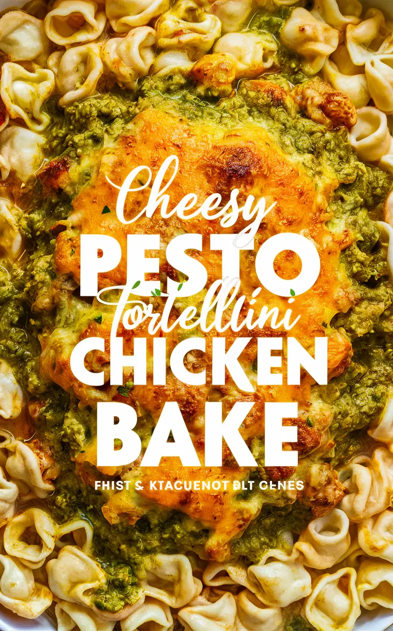 Pesto chicken bake, Cheesy tortellini, Chicken pesto bake, Baked pesto chicken, Tortellini bake