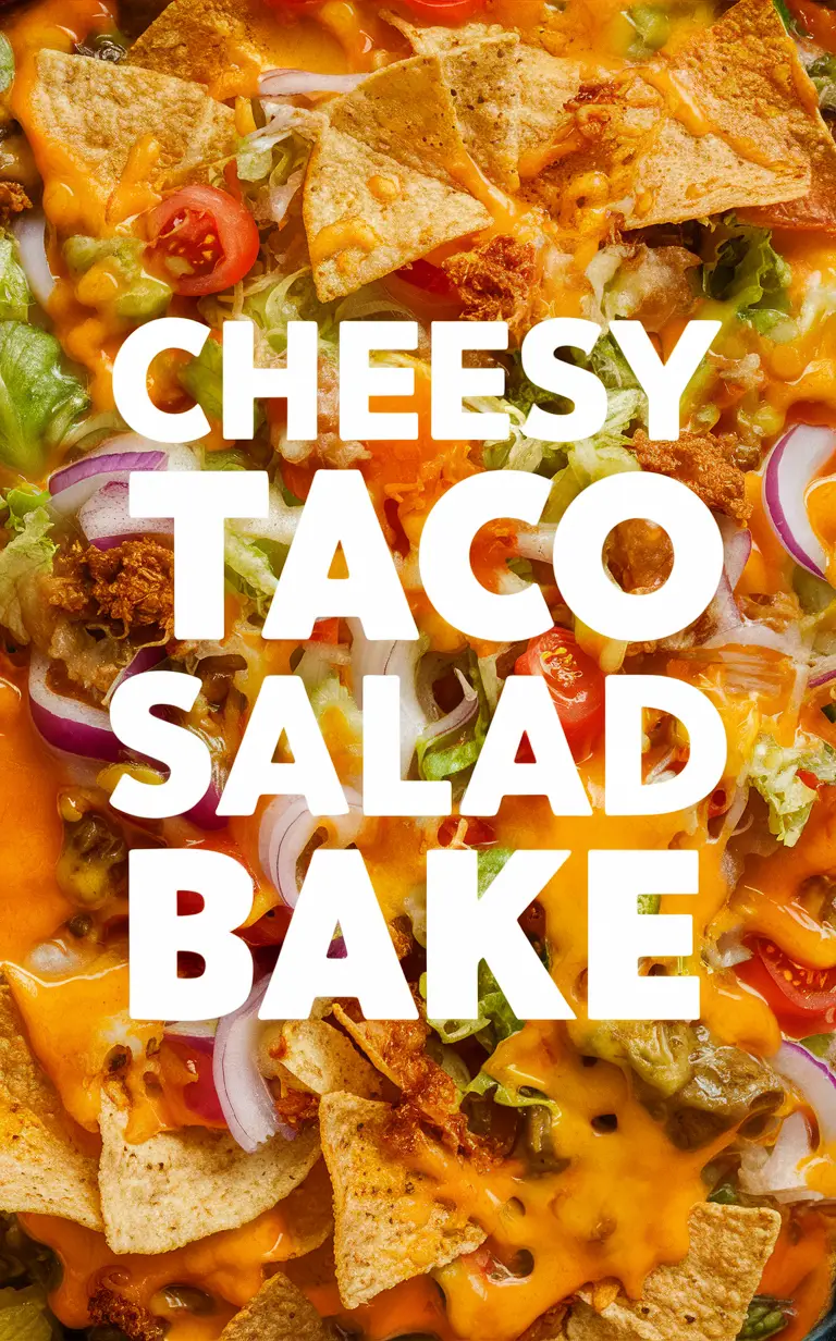 Cheesy taco salad bake recipe, Cheesy taco casserole, Easy taco salad bake, Mexican taco bake, Cheesy beef taco bake