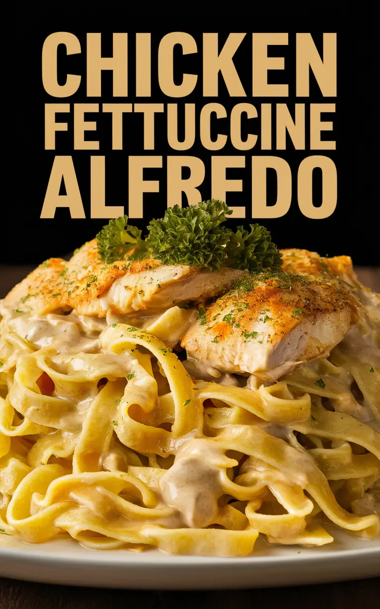 chicken fettuccine alfredo, creamy alfredo sauce, tender chicken, fettuccine noodles, comfort food