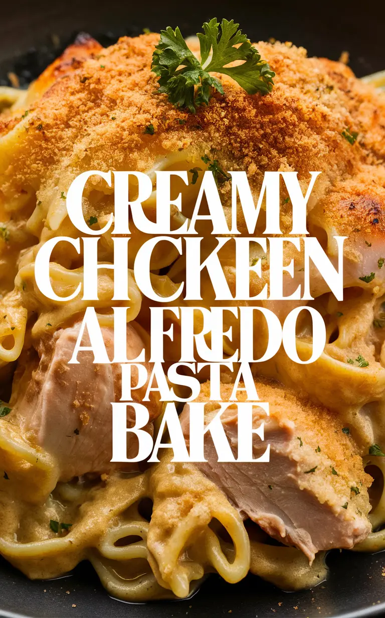 Creamy chicken alfredo recipe, Chicken alfredo bake, Creamy pasta bake, Alfredo pasta recipe, Baked chicken alfredo