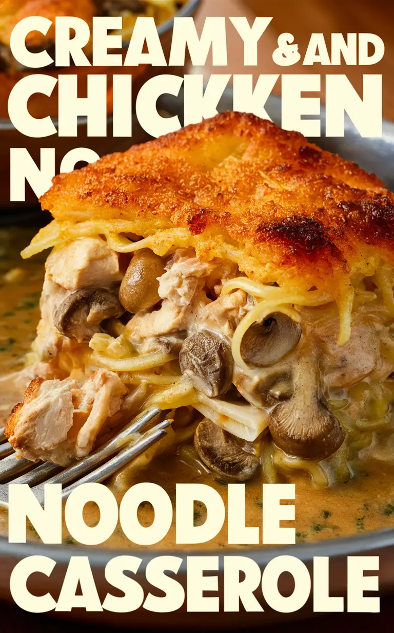 Creamy Chicken Casserole, Mushroom Noodle Casserole, Chicken and Mushroom Casserole, Creamy Noodle Casserole, Chicken Mushroom Noodle Casserole