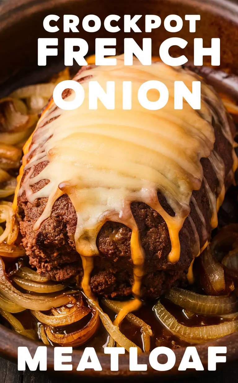 French onion meatloaf, Melted swiss cheese, Crockpot meatloaf, Slow cooker meatloaf, Savory meatloaf