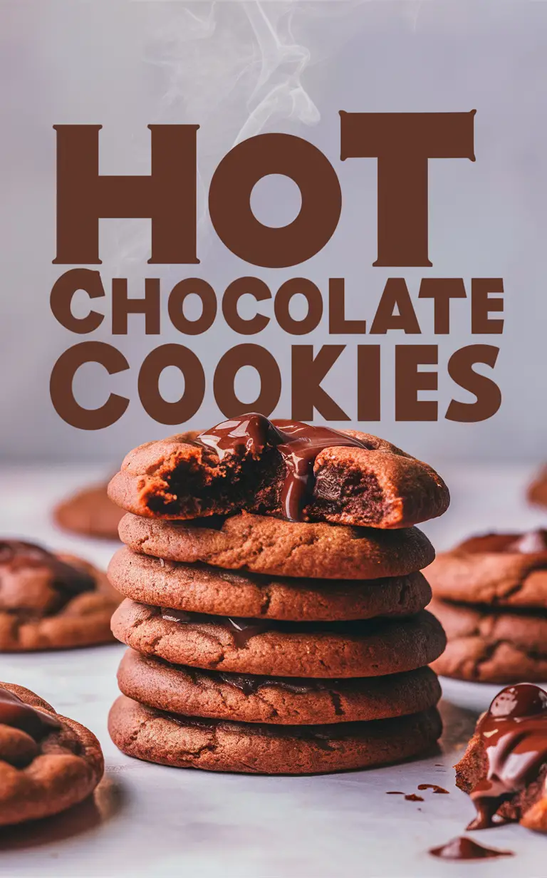 hot chocolate cookies, chocolatey goodness, comforting warmth, soft and chewy texture, delightful snack