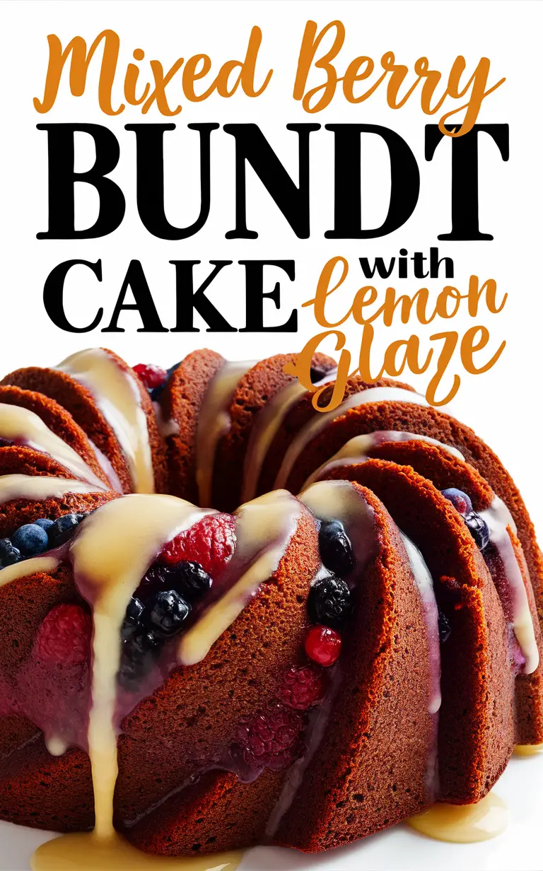 mixed berry cake, lemon glaze, dessert recipe, bundt cake, fruity flavors