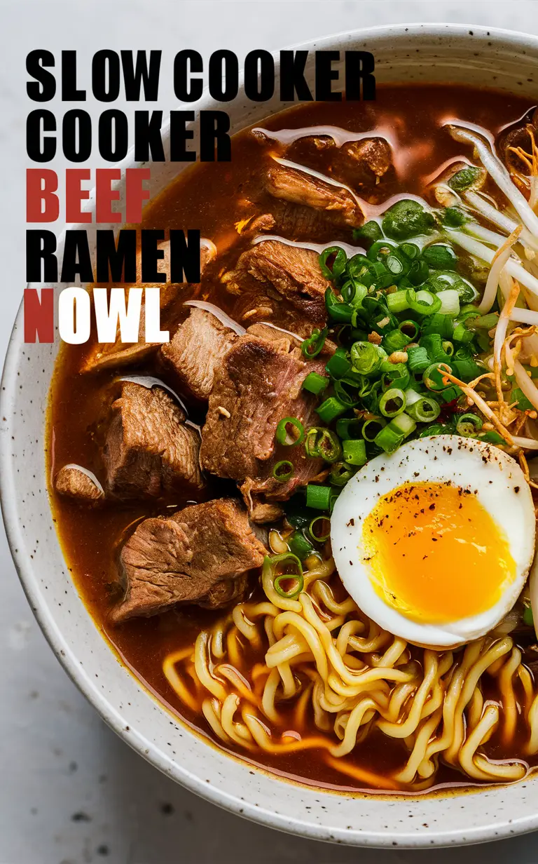 Slow Cooker Beef Ramen Recipe, Beef Ramen Noodles, Ramen Bowl Recipe, Slow Cooker Ramen Soup, Homemade Ramen Bowl