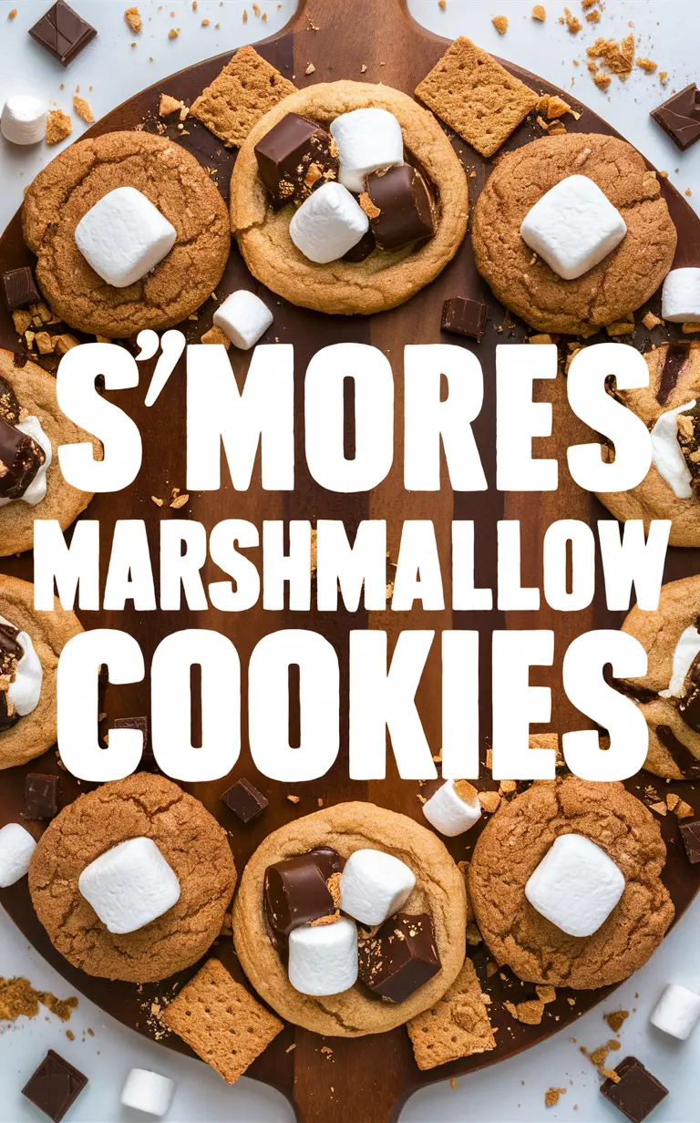 Marshmallow Cookies, S'mores Cookie Recipe, Gooey Marshmallow Treats, S'mores Dessert Recipe, Delicious Marshmallow Cookies