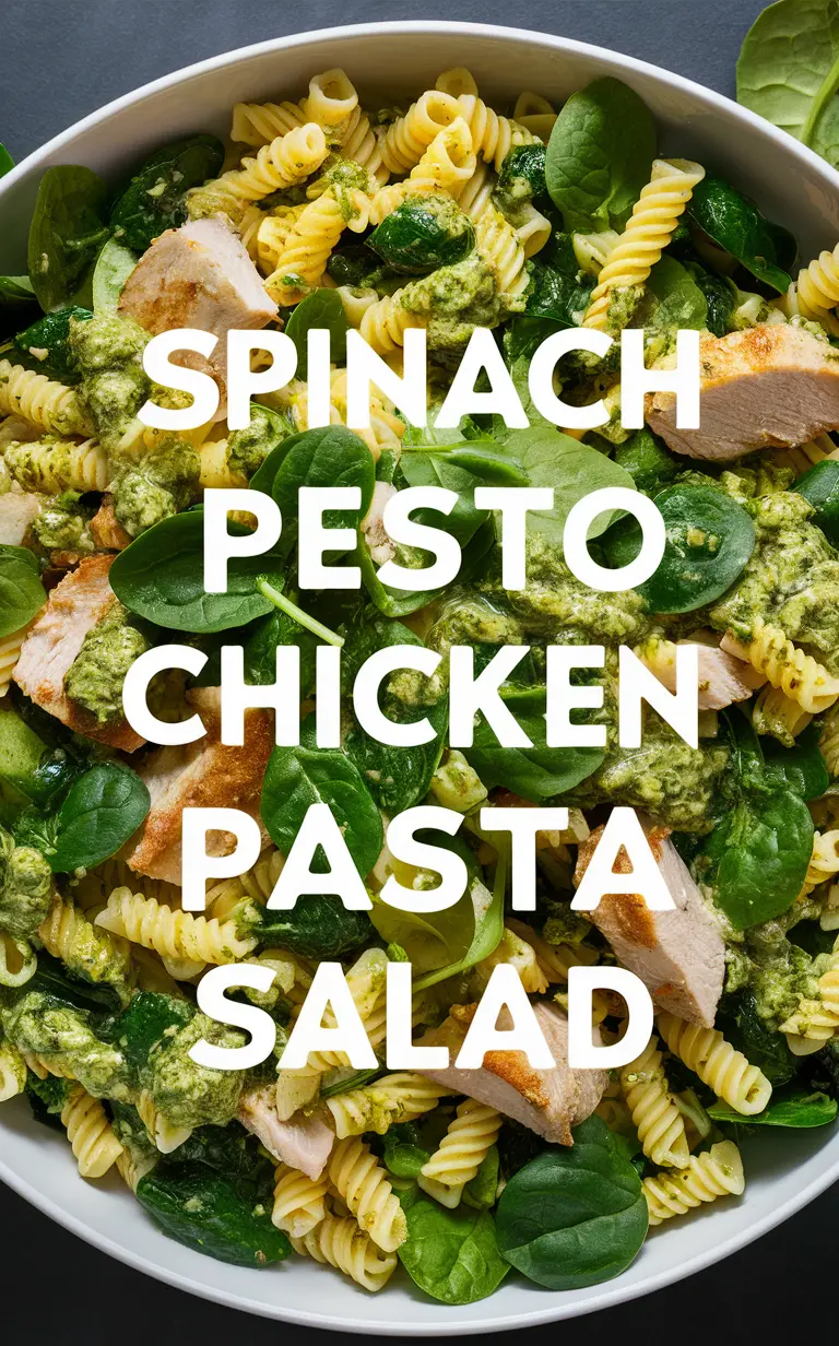 Spinach Pesto Chicken Pasta Salad, Chicken Pesto Pasta, Spinach Pasta Salad, Pesto Chicken Salad, Chicken Pesto Salad