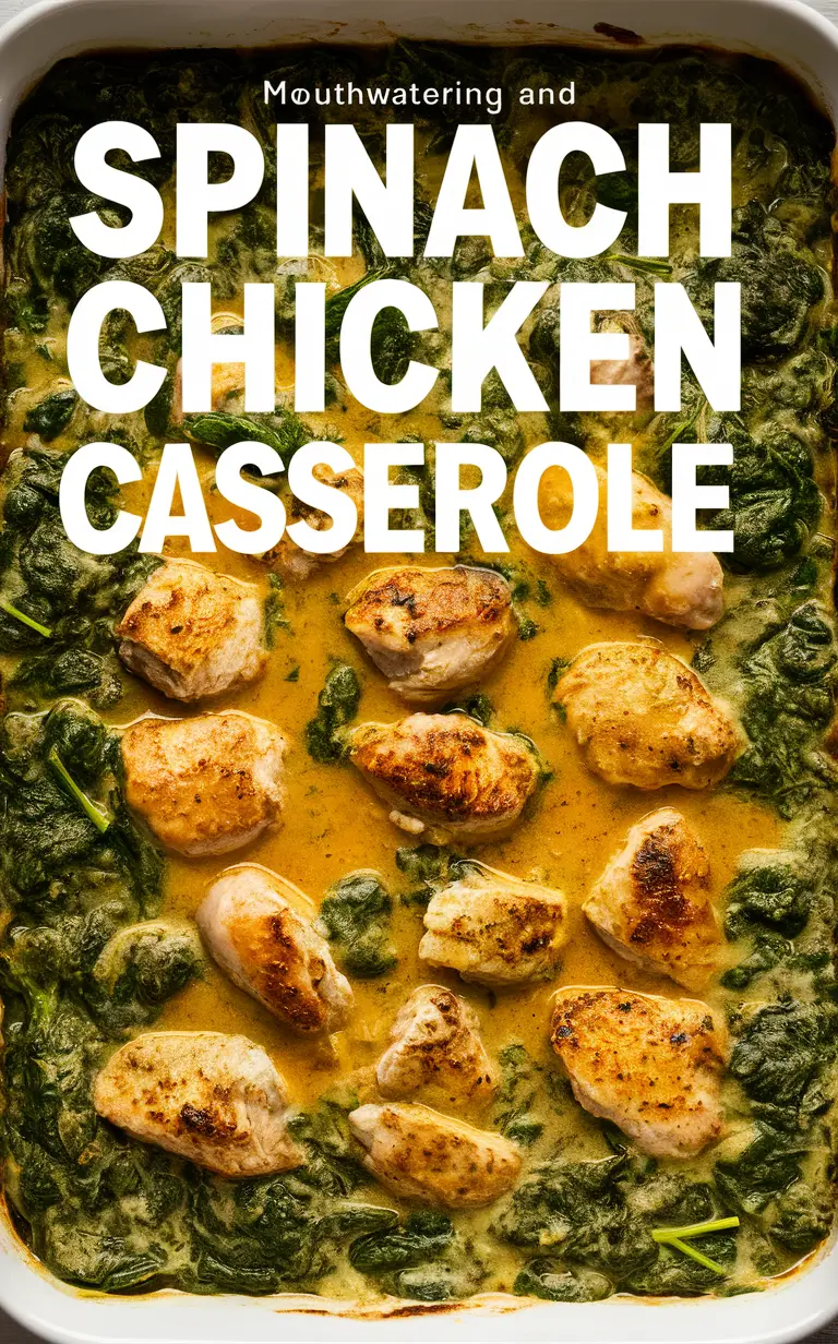 Spinach casserole, Creamy chicken casserole, Chicken and spinach casserole, Creamy spinach and chicken bake, Spinach chicken bake