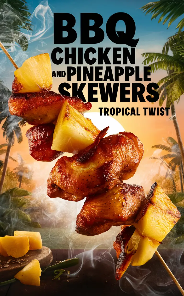 BBQ chicken skewers, pineapple skewers, grilled chicken skewers, tropical kabobs, exotic skewers