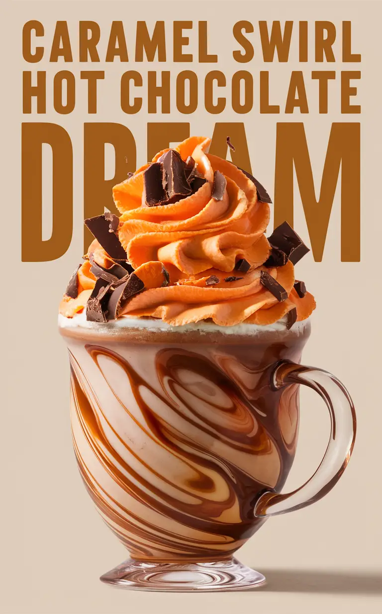 Caramel hot chocolate, Chocolate swirl, Gourmet hot drinks, Decadent desserts, Homemade beverages