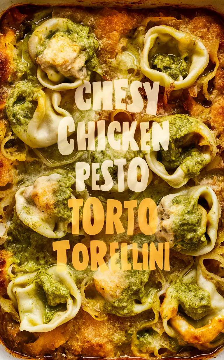 Cheesy Chicken Casserole, Chicken Pesto Bake, Tortellini Bake, Cheesy Pasta Bake, Pesto Chicken Dish