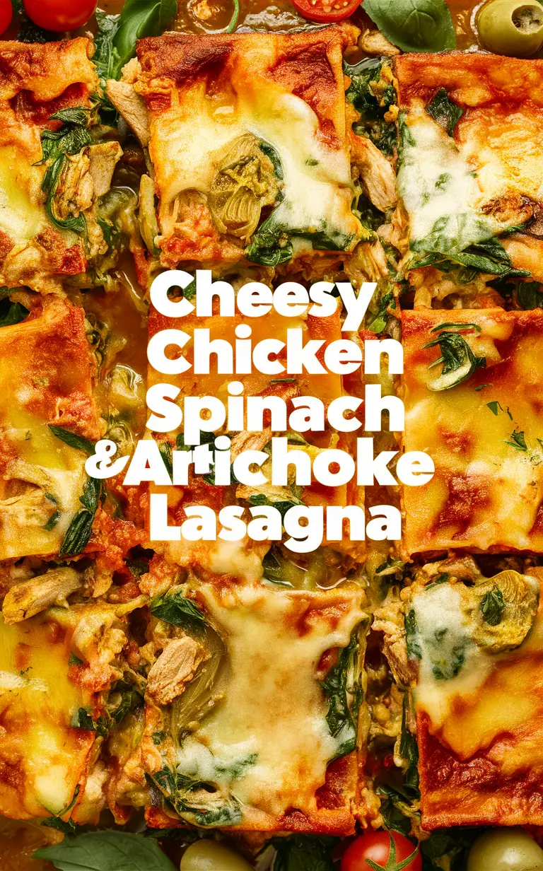 Chicken lasagna, Spinach artichoke lasagna, Cheesy lasagna, Artichoke chicken lasagna, Spinach chicken lasagna