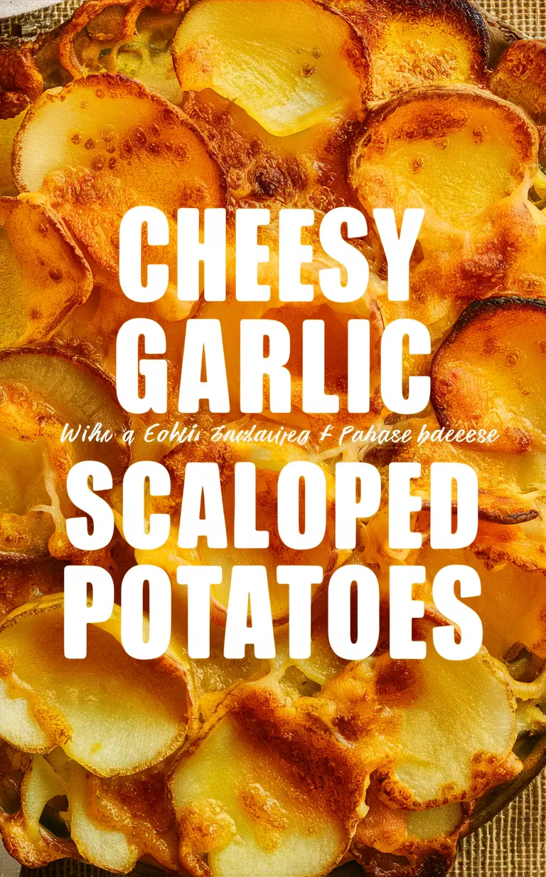 Scalloped potatoes recipe, Cheesy potato bake, Creamy scalloped potatoes, Garlic cheesy potatoes, Gourmet potato dish