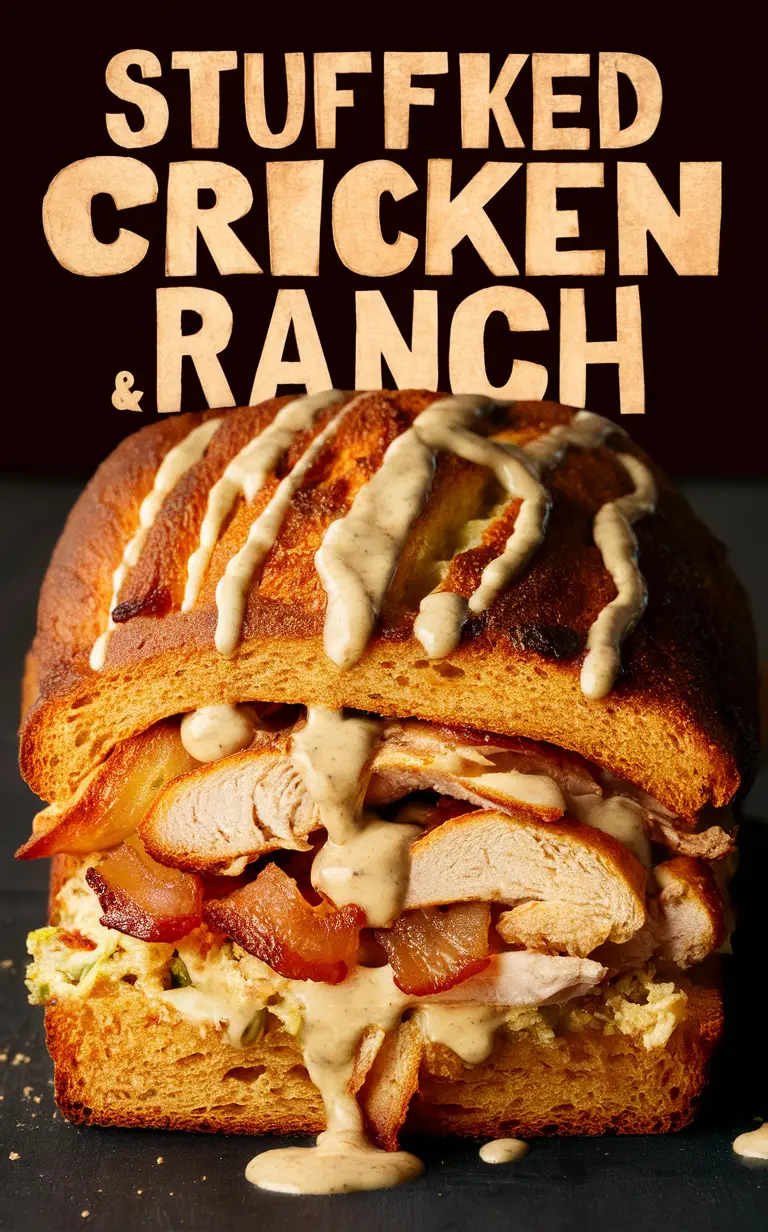 Chicken recipe, Stuffed bread, Bacon ranch, Homemade food, Delicious meal