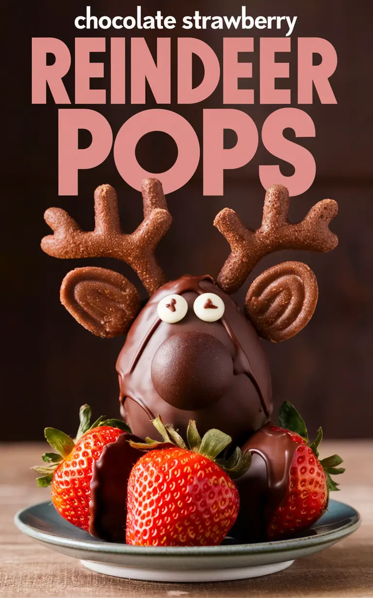 Chocolate Reindeer Pops, Strawberry Reindeer Treats, Festive Chocolate Strawberries, Reindeer Strawberry Delights, Holiday Reindeer Chocolate