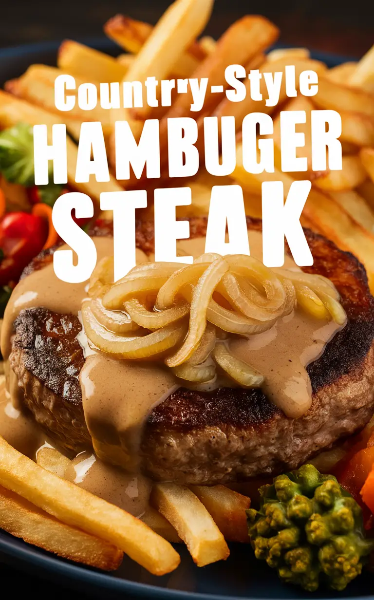 Hamburger steak, Onion gravy, Country-style recipe, Savory steak, Home-cooked meal