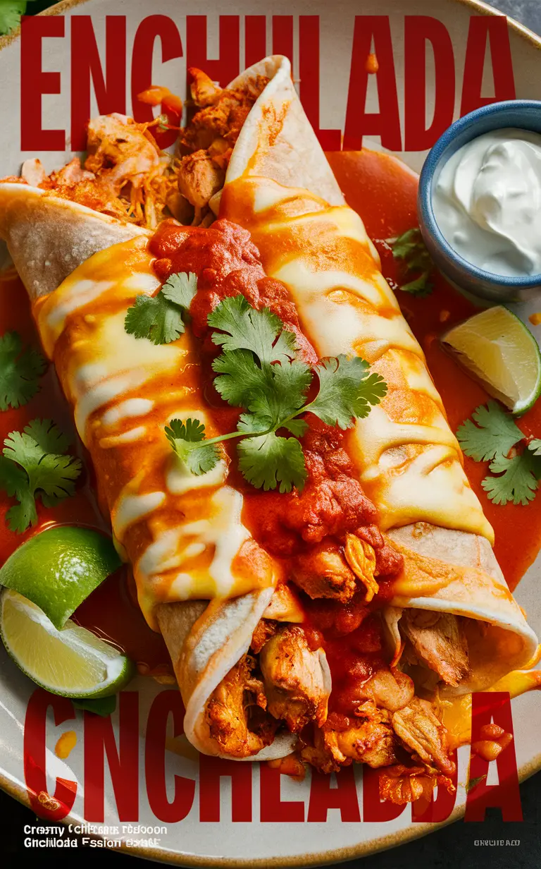 Creamy chicken enchilada, Chicken enchilada fusion, Enchilada recipe, Creamy enchilada sauce, Mexican chicken enchilada