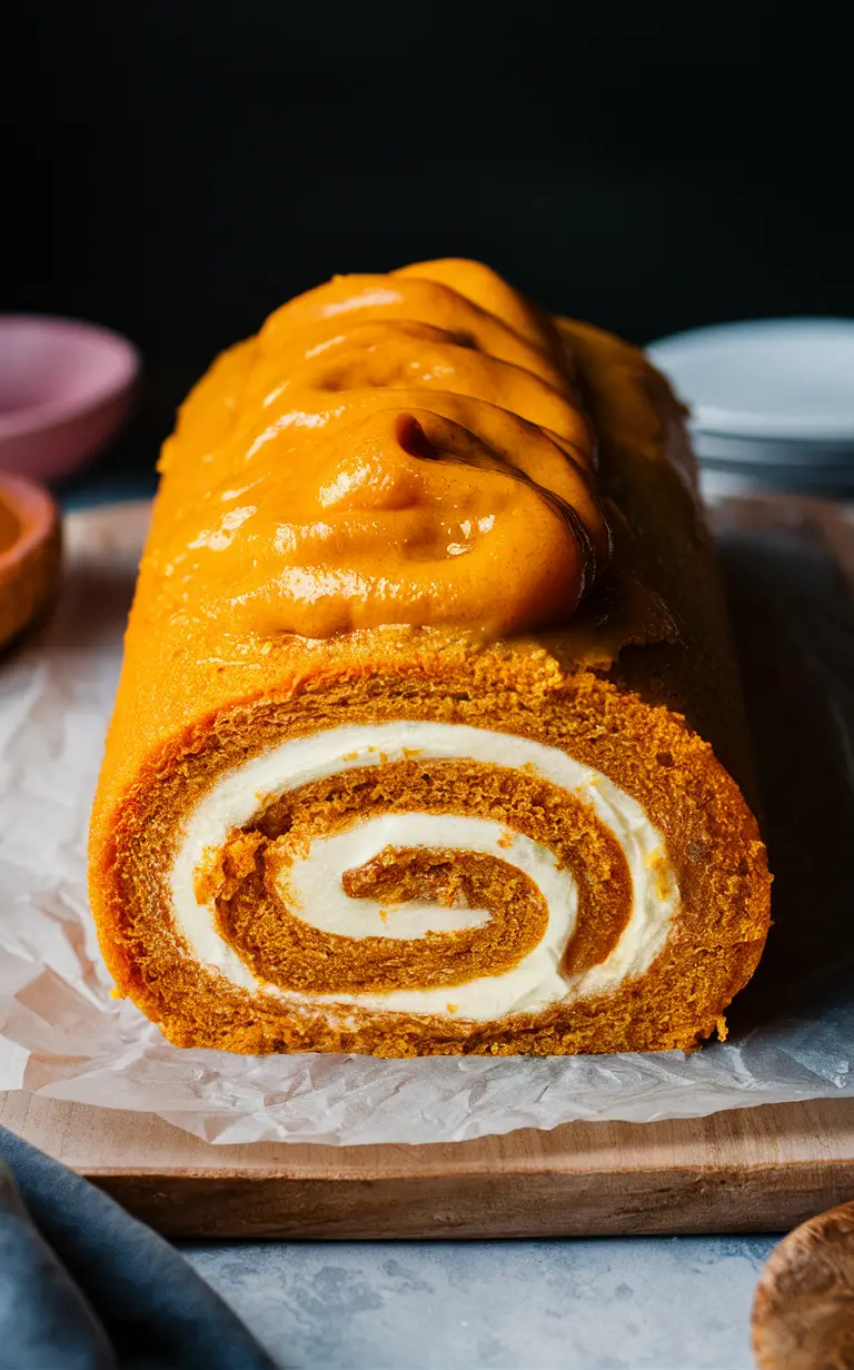 Pumpkin roll cake, Pumpkin cheese filling, Pumpkin puree, Spiced pumpkin dessert, Creamy pumpkin treat