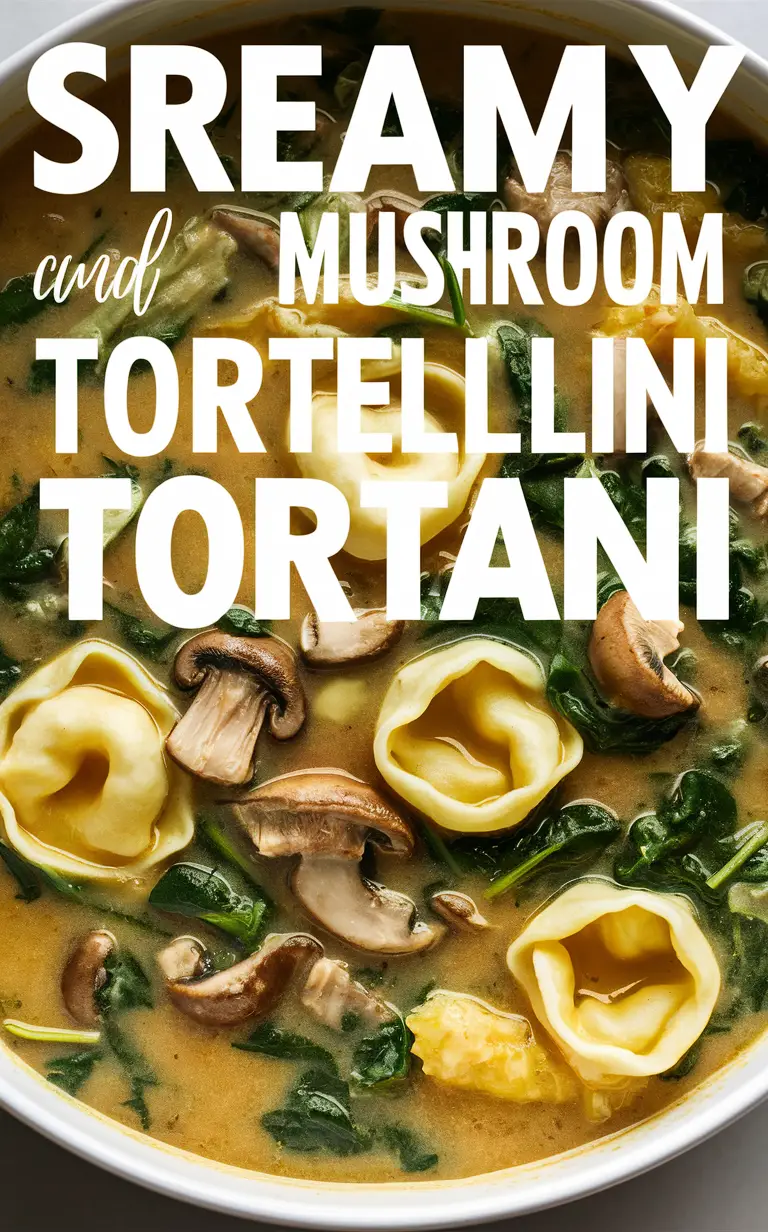 Creamy spinach soup, Mushroom tortellini, Vegetarian soup, Homemade soup, Comfort food