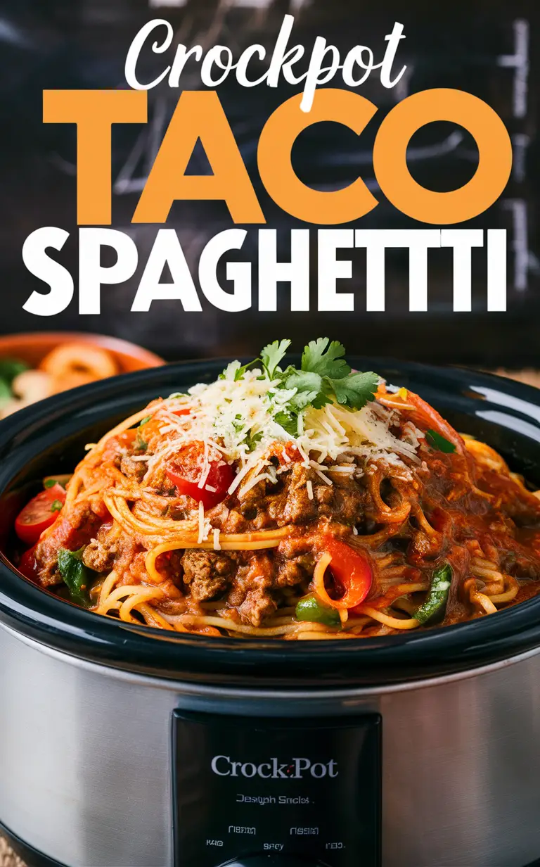 Slow cooker taco pasta, Mexican spaghetti, Taco flavored spaghetti, Spicy crockpot pasta, Taco-inspired spaghetti