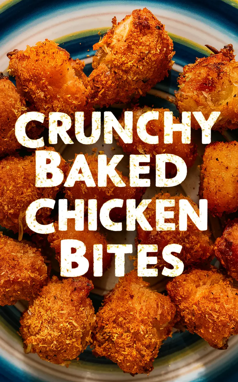 Baked chicken recipe, Chicken appetizer recipe, Crispy chicken bites, Easy chicken snack, Homemade chicken nuggets