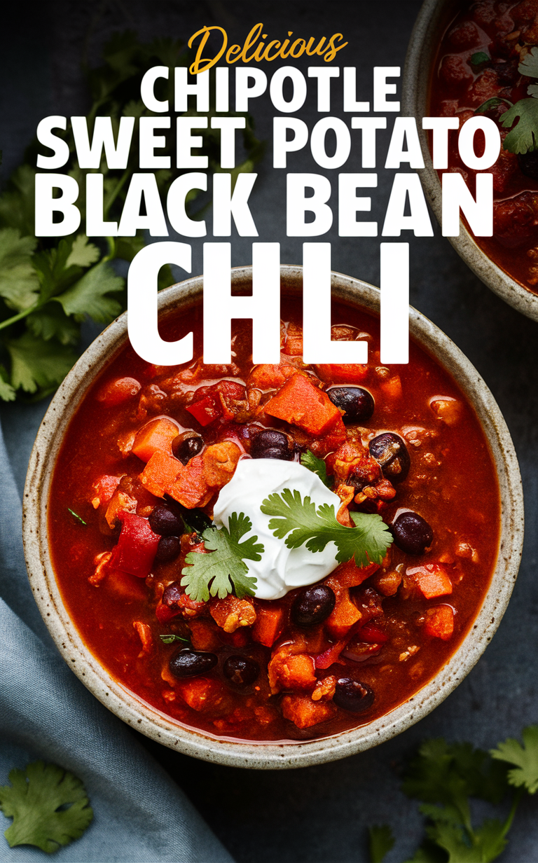 Chipotle sweet potato chili, Sweet potato black bean chili, Vegetarian chili recipe, Spicy sweet potato chili, Healthy chili recipe