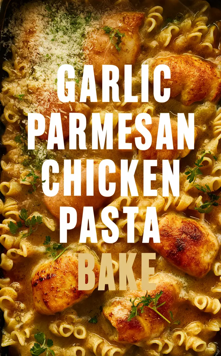 Garlic Parmesan Chicken Pasta Bake, Baked Pasta Recipe, Chicken Pasta Bake, Parmesan Pasta Bake, Pasta Bake Recipe