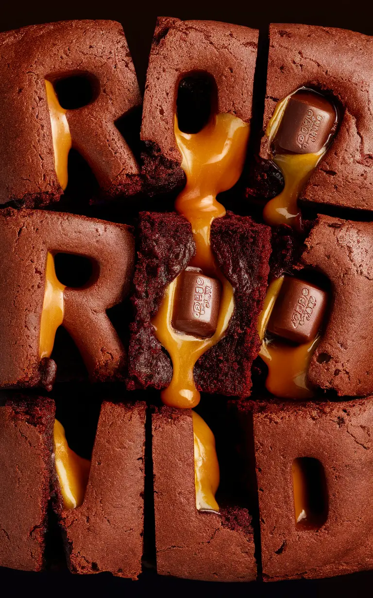 Rolo brownies, gooey brownies, chocolate caramel brownies, decadent dessert, homemade brownies