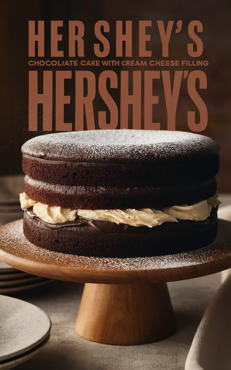 Hershey's chocolate cake, cream cheese filling, homemade chocolate cake, decadent dessert, chocolate cake recipe