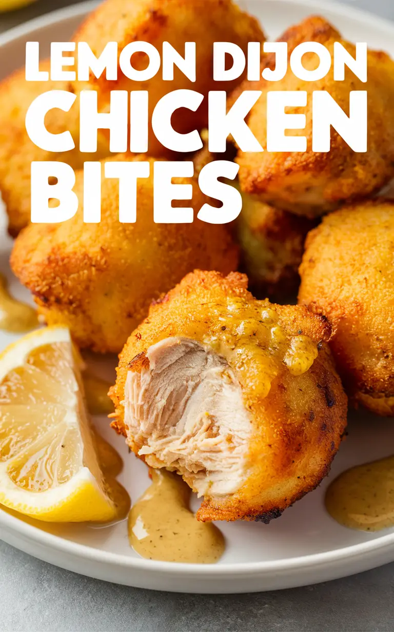 Lemon chicken bites, Dijon chicken recipe, Chicken appetizer ideas, Gourmet chicken bites, Flavorful chicken dish