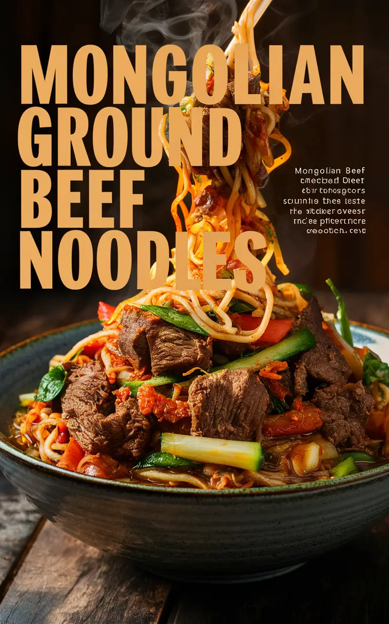 Ground Beef Noodles Recipe, Beef Noodle Stir Fry, Mongolian Beef Noodles, Authentic Mongolian Noodles, Beef Lo Mein