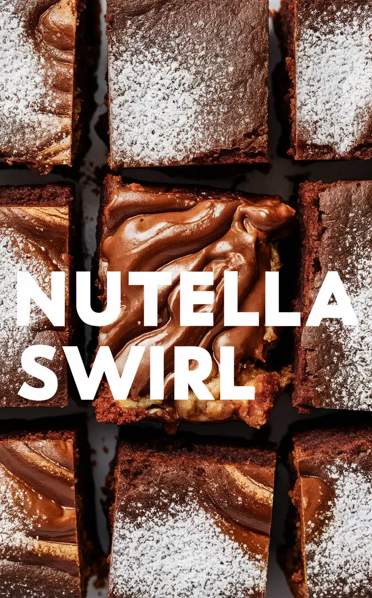 Nutella swirl brownie recipe, Nutella brownie bars, Nutella dessert bars, Fudgy Nutella brownies, Homemade Nutella brownies