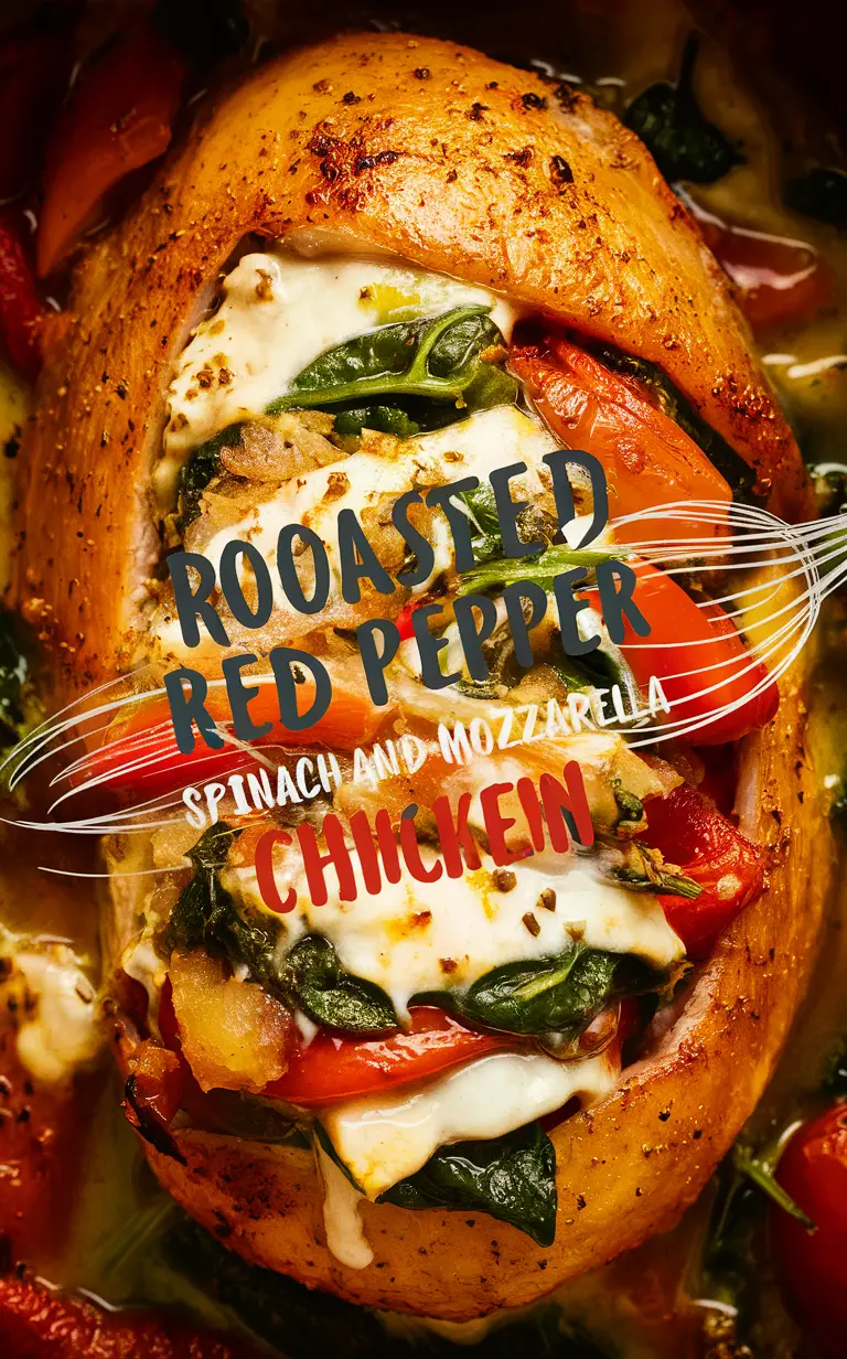 roasted red pepper stuffed chicken, spinach stuffed chicken, mozzarella stuffed chicken, stuffed chicken recipe, chicken recipe stuffed with mozzarella