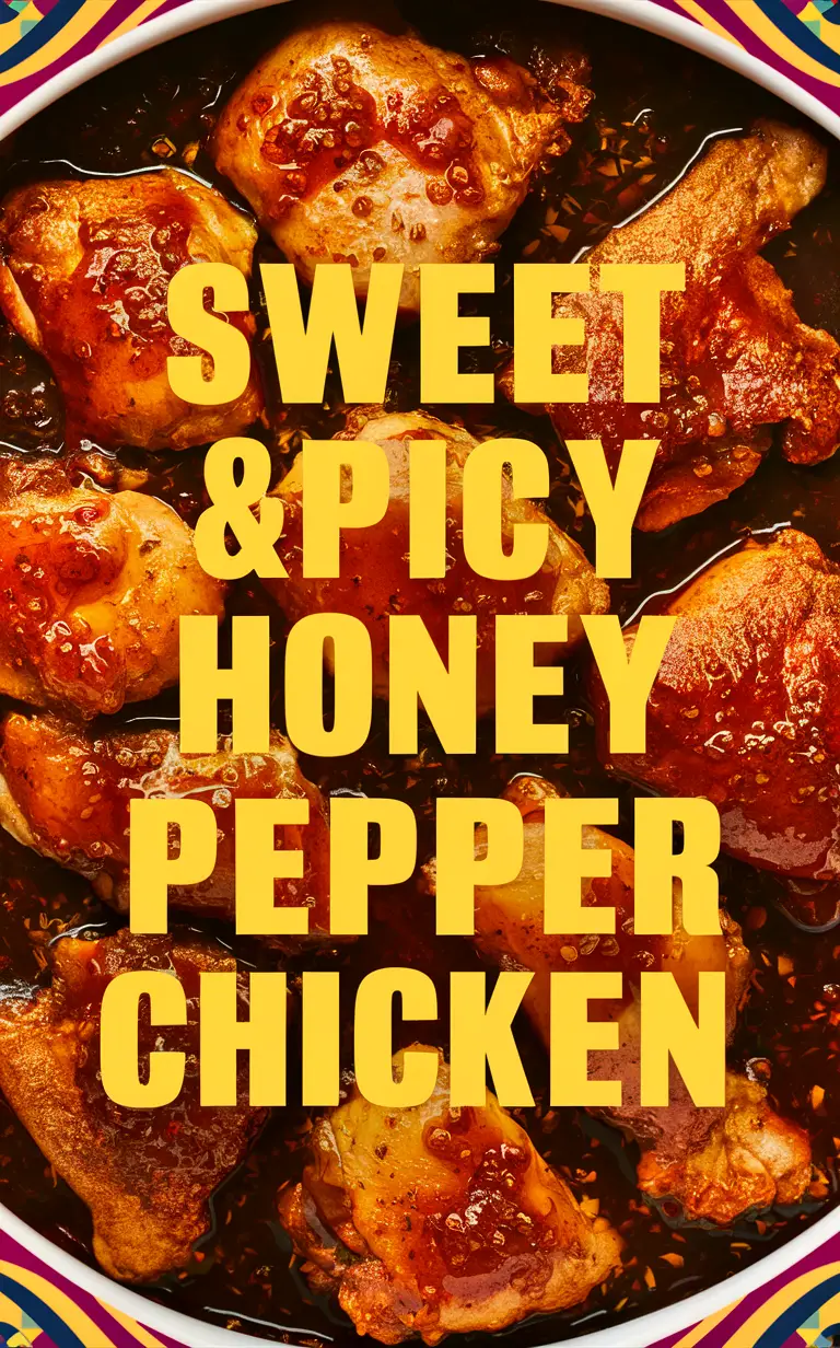 Honey glazed chicken, Spicy chicken recipe, Peppered chicken dish, Sweet and savory poultry, Honey pepper chicken wings