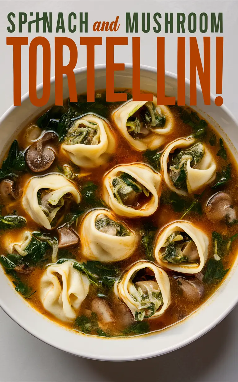 Spinach mushroom soup, Tortellini soup, Vegetarian soup, Homemade soup, Comfort food