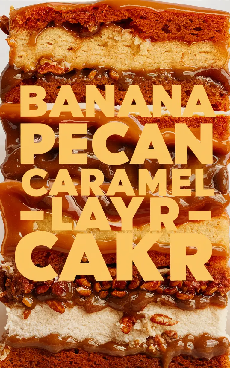 Banana Pecan Caramel Cake, Pecan Caramel Layer Cake, Banana Caramel Cake, Caramel Banana Cake, Pecan Layer Cake