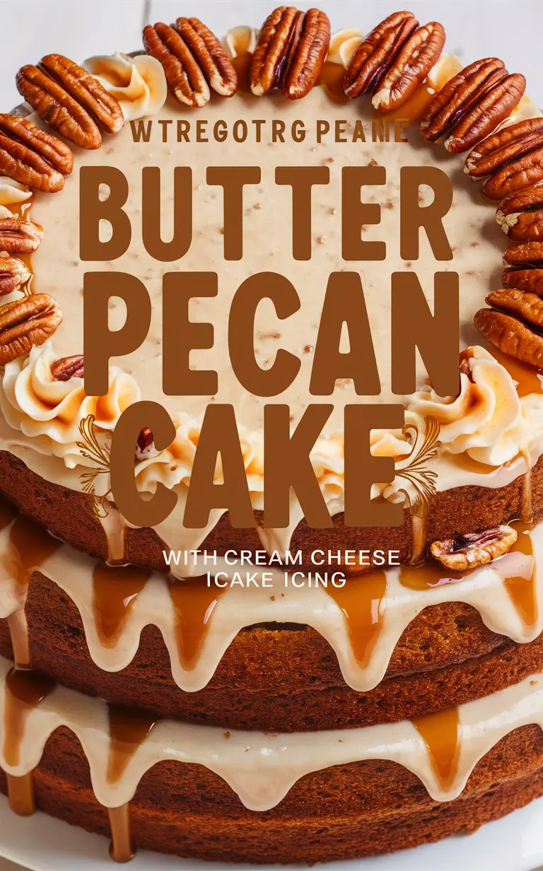 Butter Pecan Cake, Cream Cheese Icing, Pecan Cake Recipe, Homemade Butter Pecan Cake, Cream Cheese Frosting Recipe