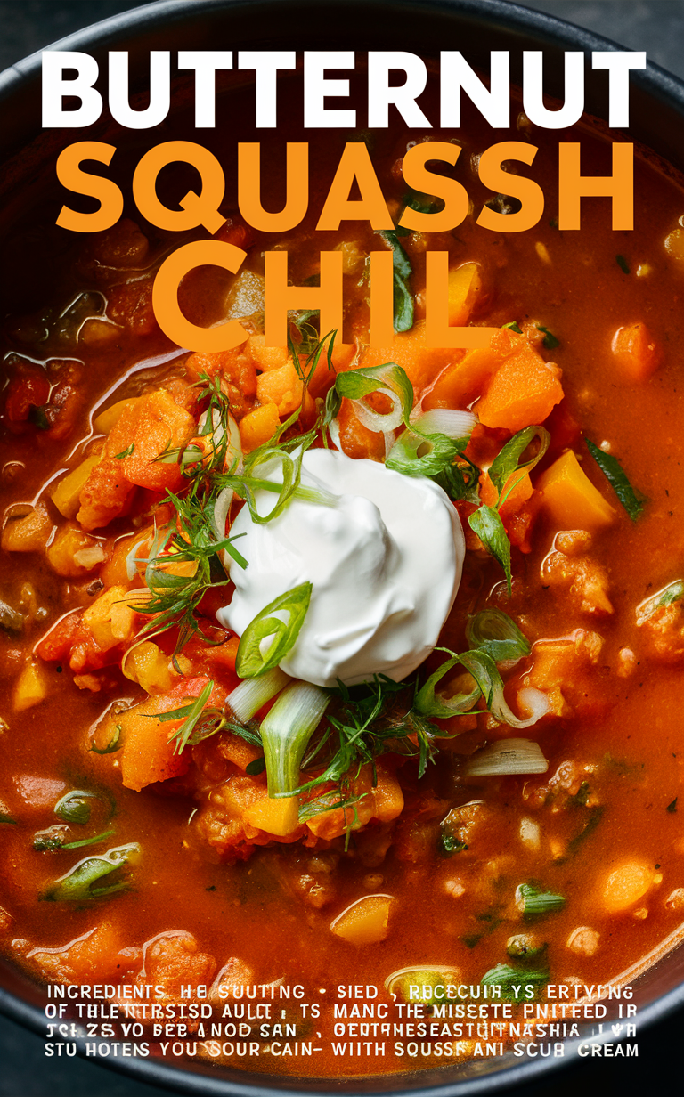 Butternut squash chili recipe, vegetarian chili recipe, fall soup recipe, healthy chili recipe, meatless chili recipe