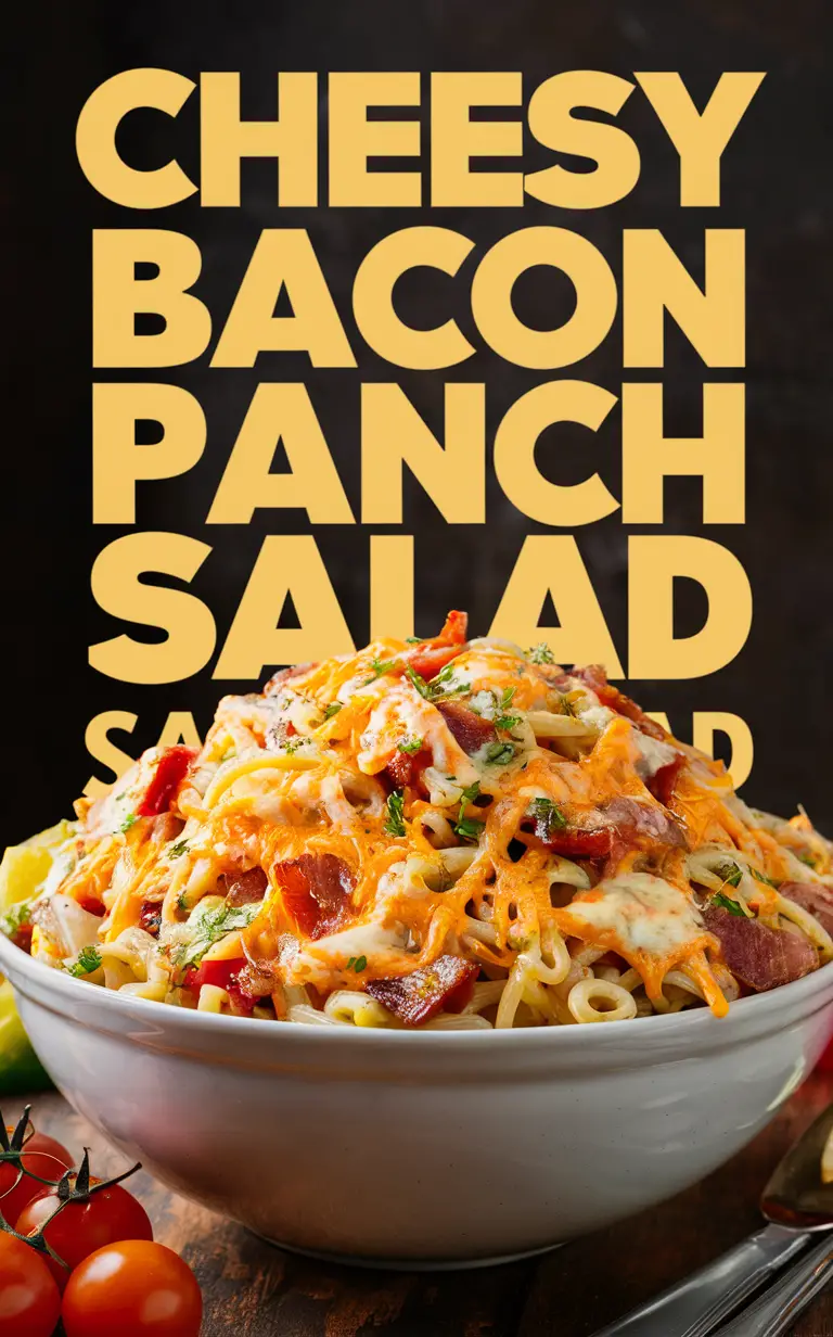 Bacon Ranch Pasta Salad, Cheesy Pasta Salad, Bacon Ranch Salad, Ranch Pasta Salad, Cheesy Bacon Salad