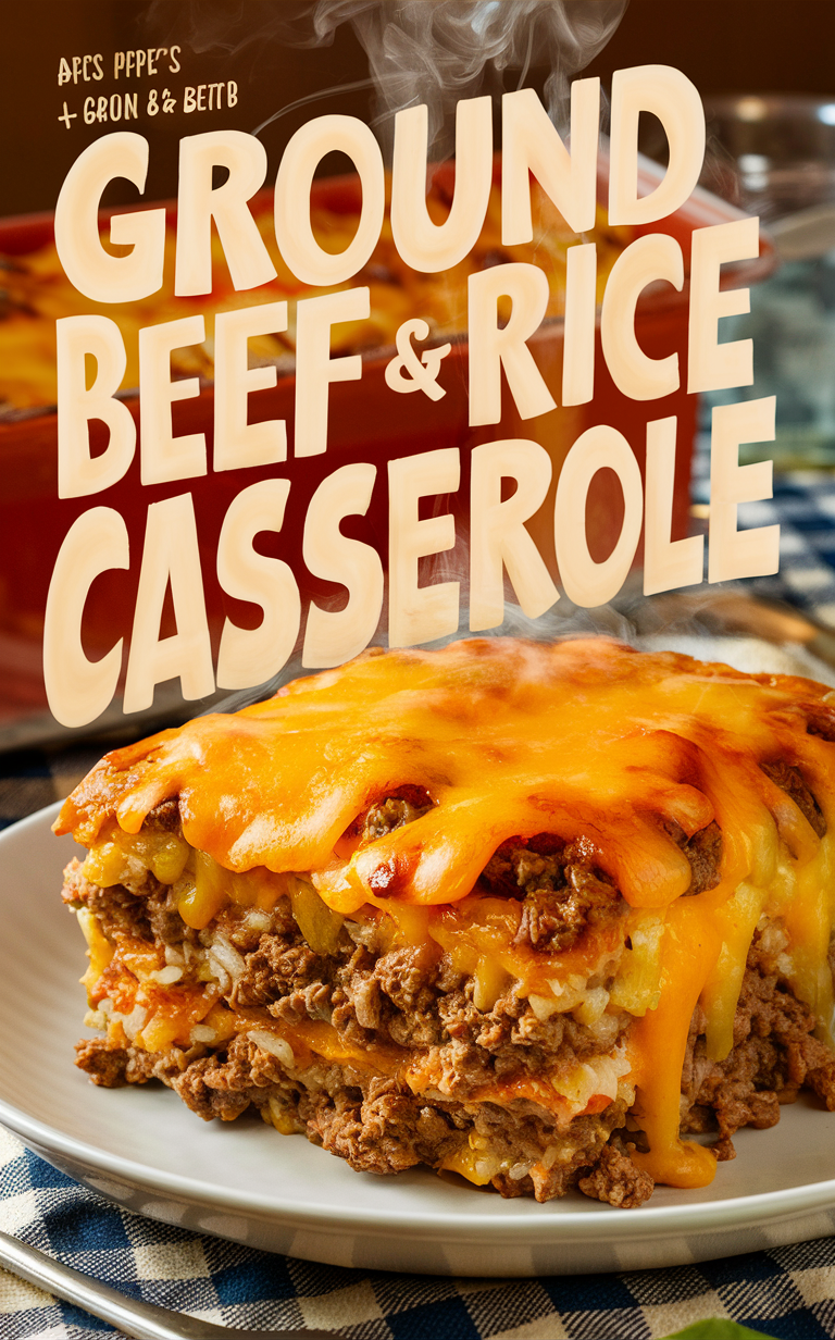 Cheesy ground beef casserole, Rice casserole recipe, Beef and rice bake, Cheesy meat and rice dish, Casserole with ground beef