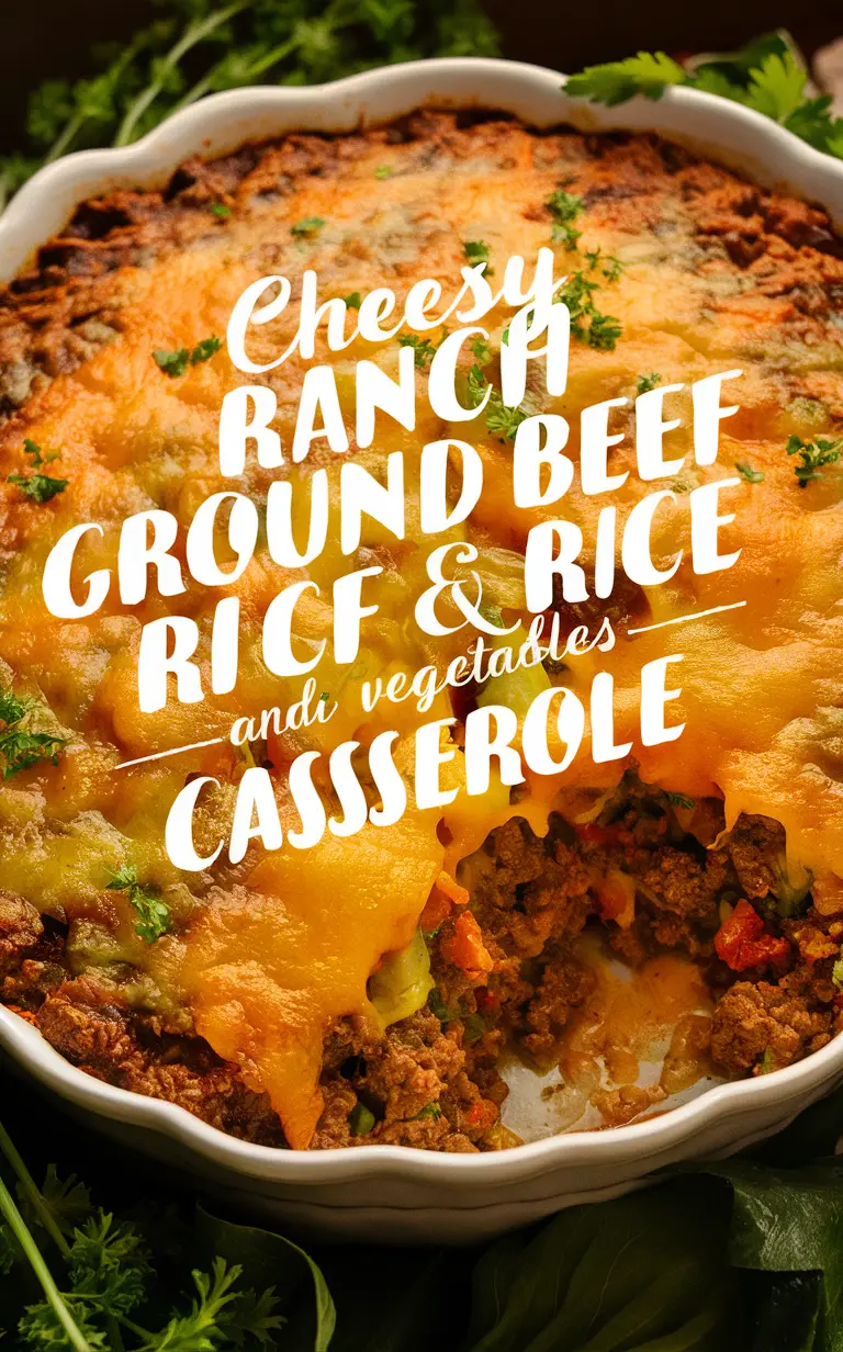 Cheesy casserole recipe, Ground beef casserole, Ranch rice casserole, Beef and rice casserole, Cheesy ranch casserole