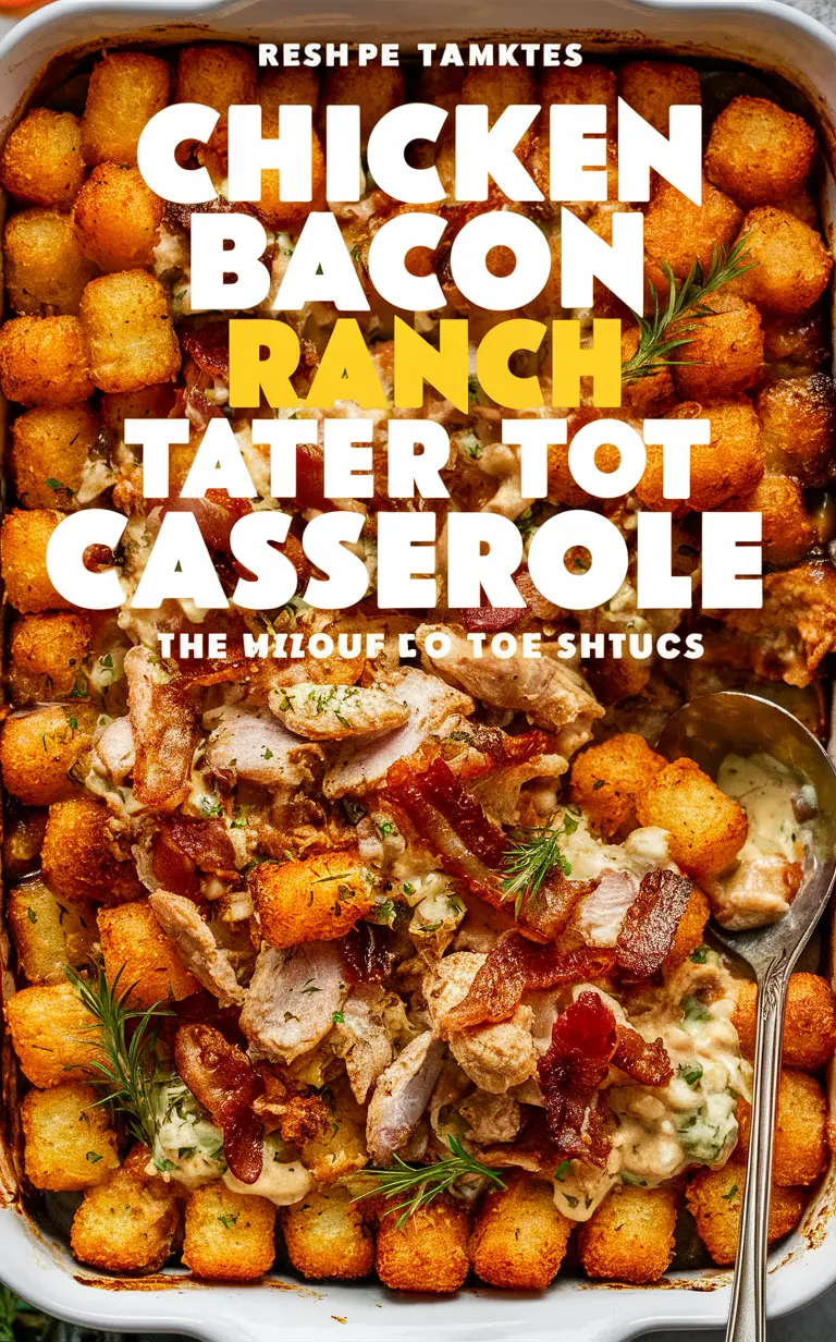 Chicken bacon casserole recipe, Ranch chicken casserole, Tater tot casserole, Bacon ranch casserole, Chicken bacon ranch recipe