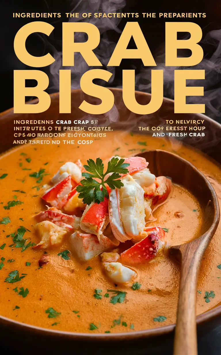 Crab Bisque recipe, Seafood bisque, Gourmet crab soup, Creamy seafood bisque, Homemade shellfish bisque