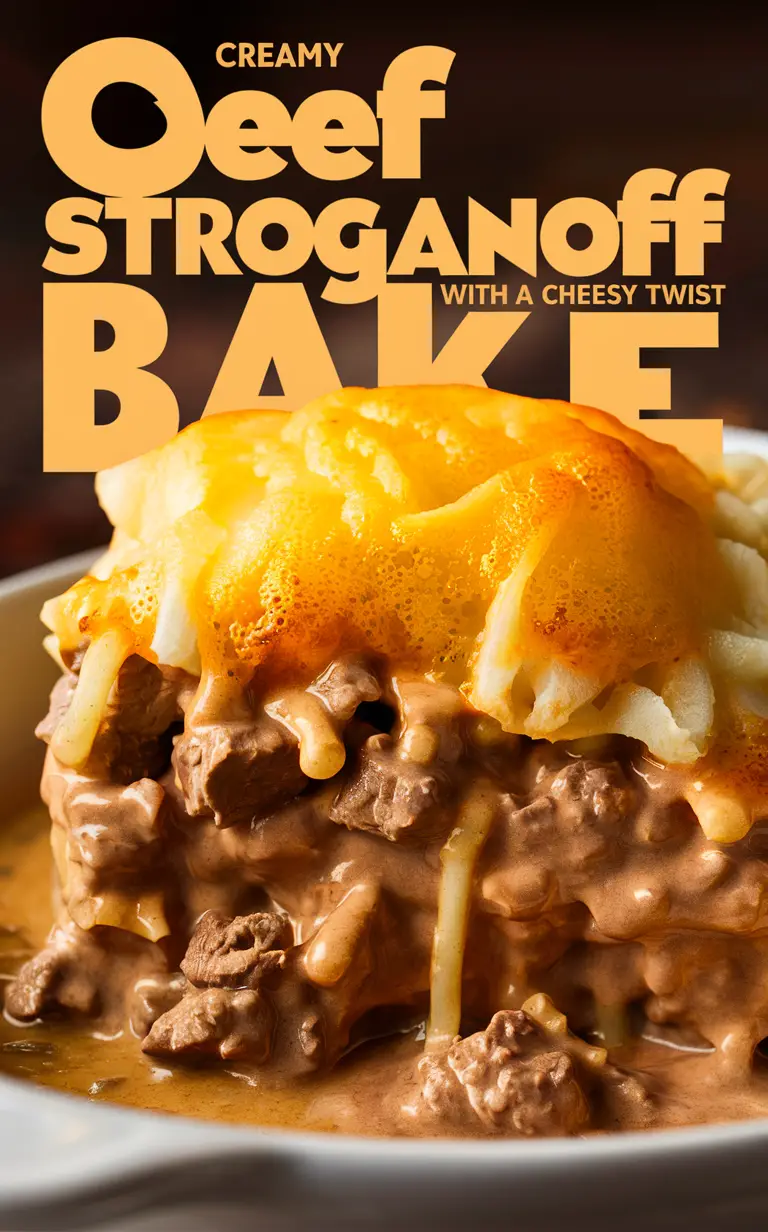 Beef stroganoff casserole, Creamy beef bake, Cheesy stroganoff, Baked beef with cheese, Creamy beef casserole