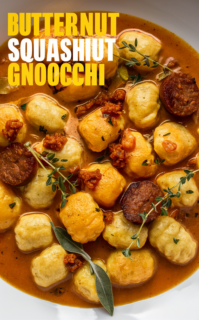 Butternut squash gnocchi recipe, Homemade butternut squash gnocchi, Gnocchi with sausage and sage, Butternut squash sausage gnocchi, Sage thyme sausage gnocchi